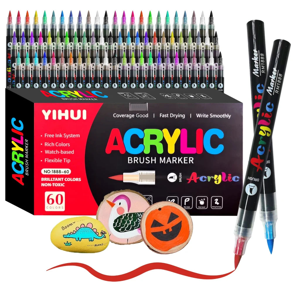 Brush Tip Acrylic Paint Markers