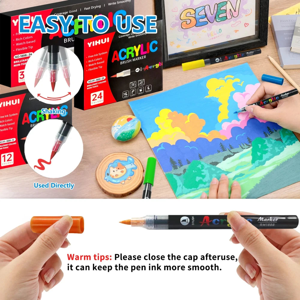 Brush Tip Acrylic Paint Markers