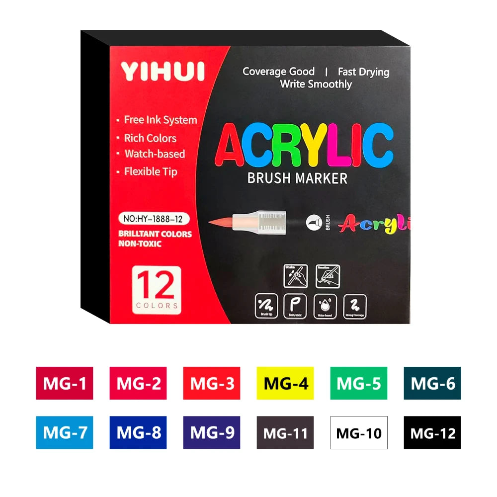 Brush Tip Acrylic Paint Markers
