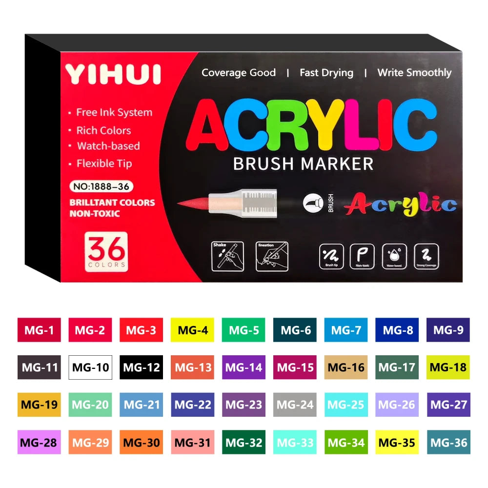 Brush Tip Acrylic Paint Markers