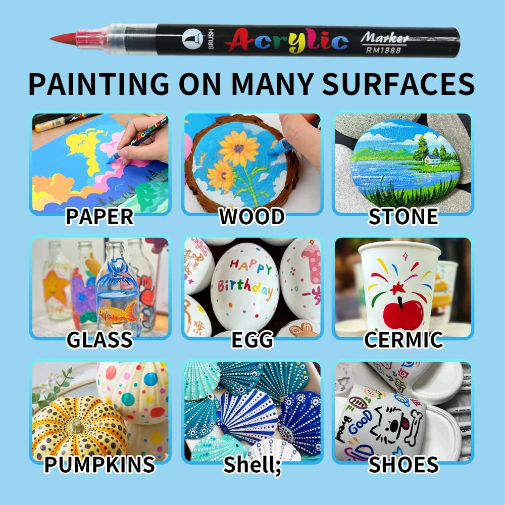 Brush Tip Acrylic Paint Markers